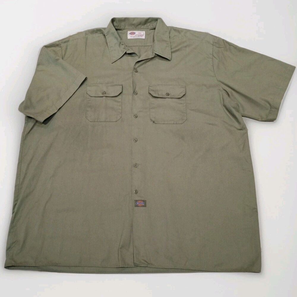 Men's 4XL Dickies‎ Short Sleeve Beige Twill Mechanic Work Uniform Shirt - Picture 1 of 7